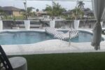 Covered outdoor seating by the water